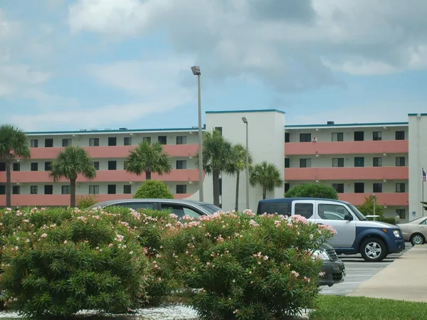 a view of building with outdoor space