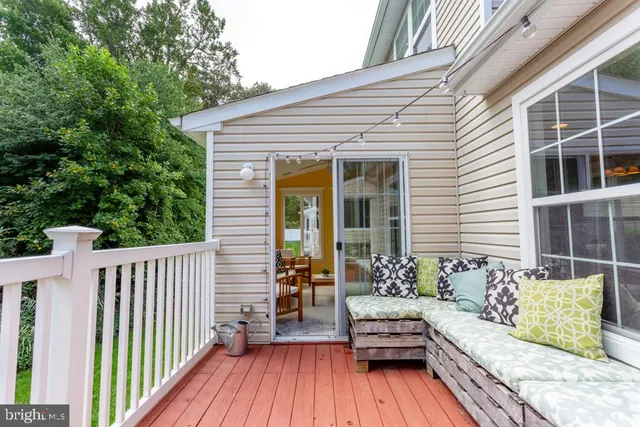 a view of a deck with couches