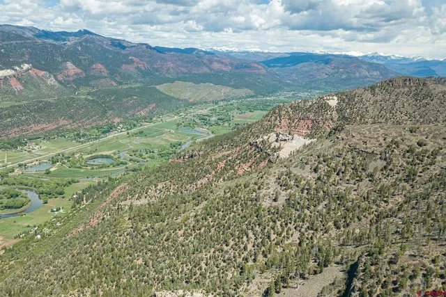 a view of a field with an ocean
