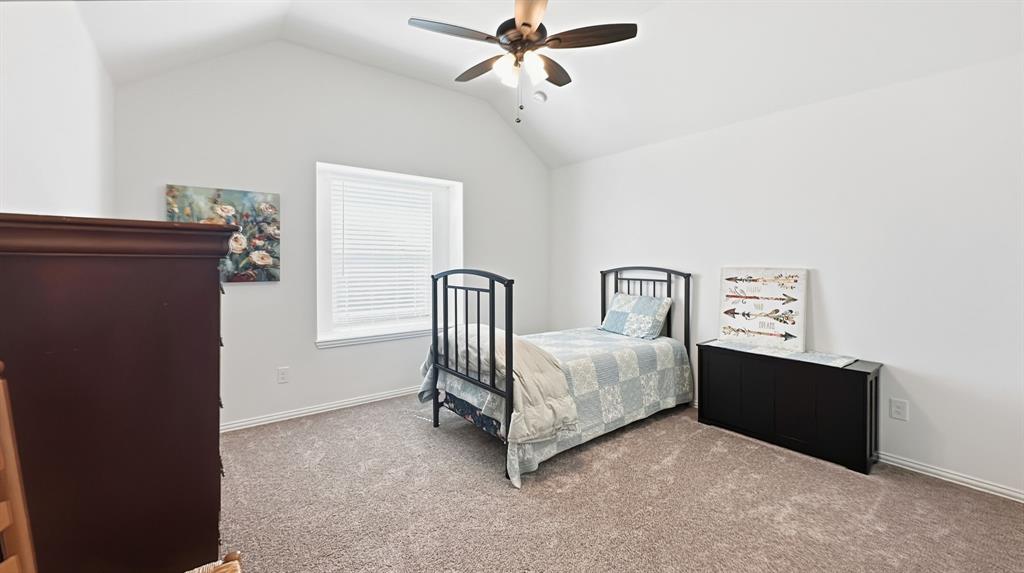 5216 Troupe Road McKinney, TX 75071 - Photo 27 of 40 Vaulted ceiling room featuring light tan carpeting and a window with horizontal blinds