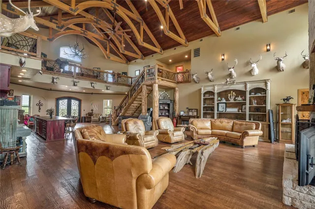 a living room with furniture