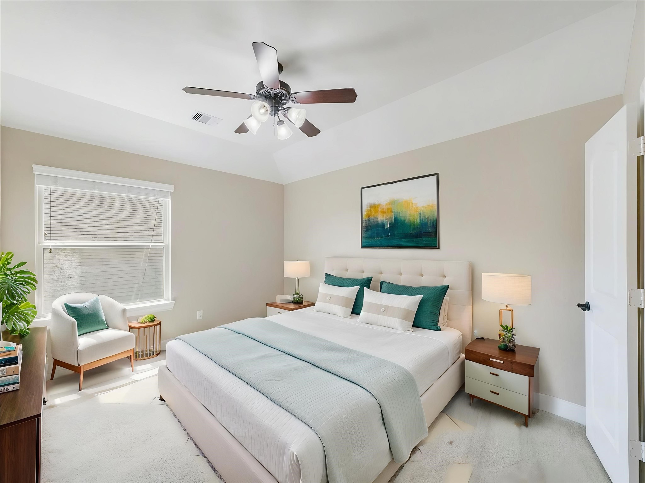 9915 Rochs Hill Court Katy, TX 77494 - Photo 19 of 32 a bedroom with a bed a couch and a window