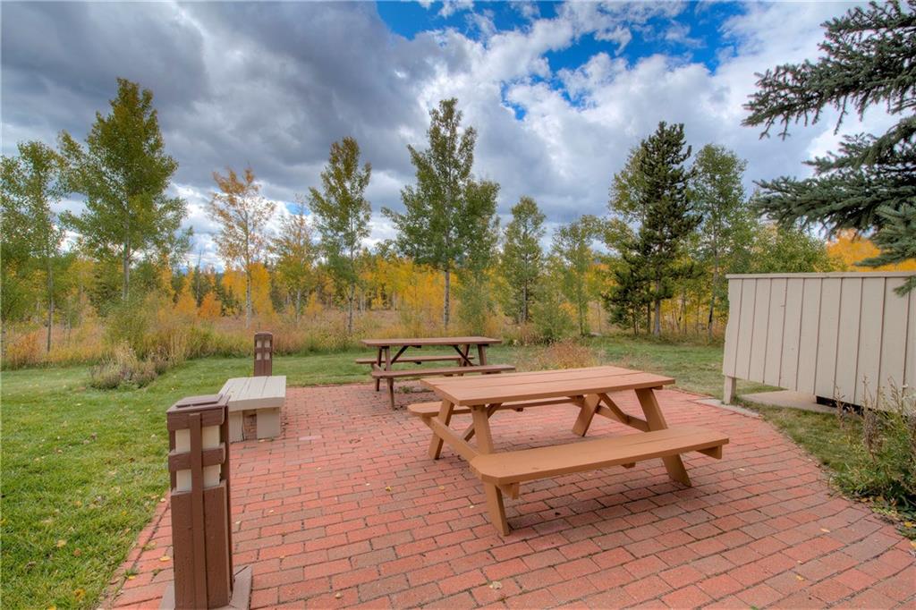 4811 Ryan Gulch Road, Unit 4811 Silverthorne, CO 80498 - Photo 10 of 35 a backyard of a house with table and chairs