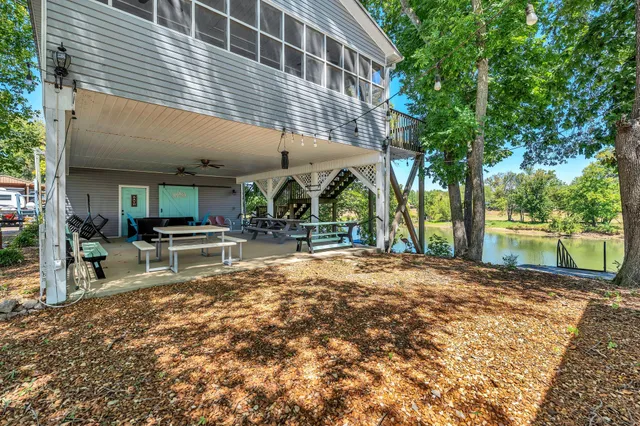 a view of a building with a patio