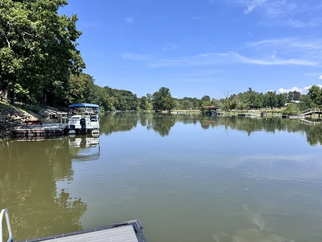 a view of a lake with houses