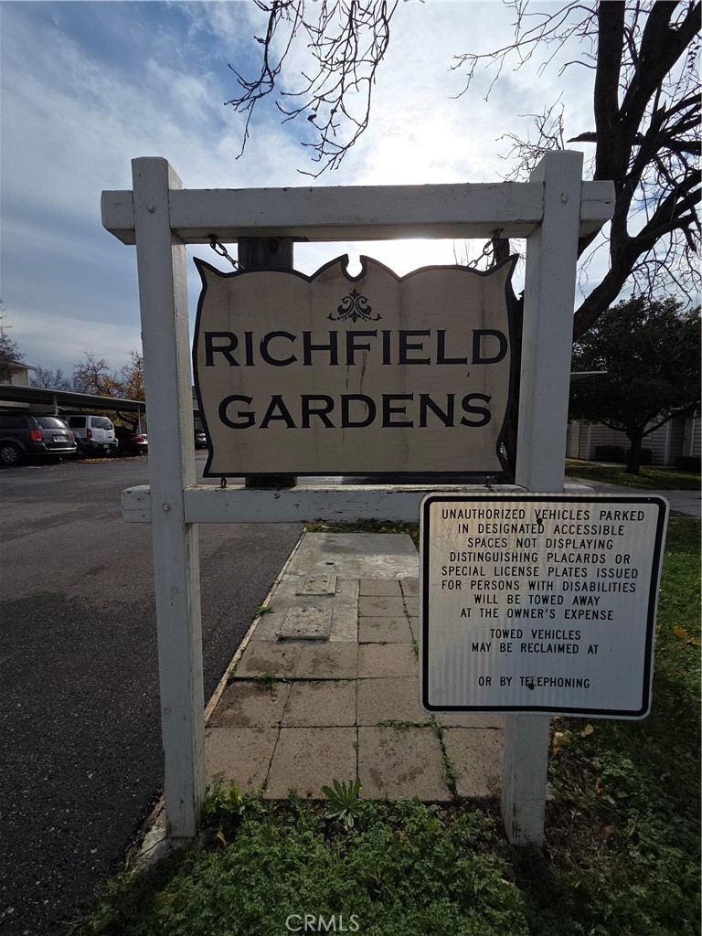 577 North Street Corning, CA 96021 - Photo 25 of 25 SIGN AT ENTRY TO RICHFIELD GARDENS