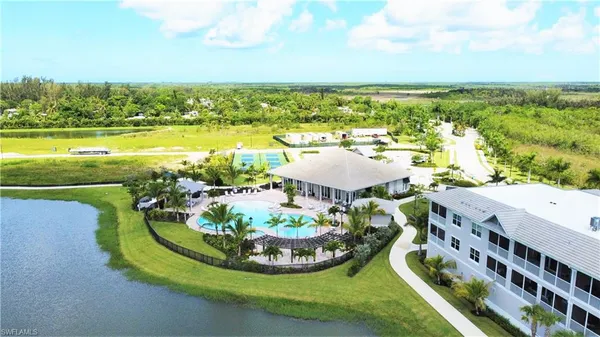 a view of a swimming pool and outdoor space