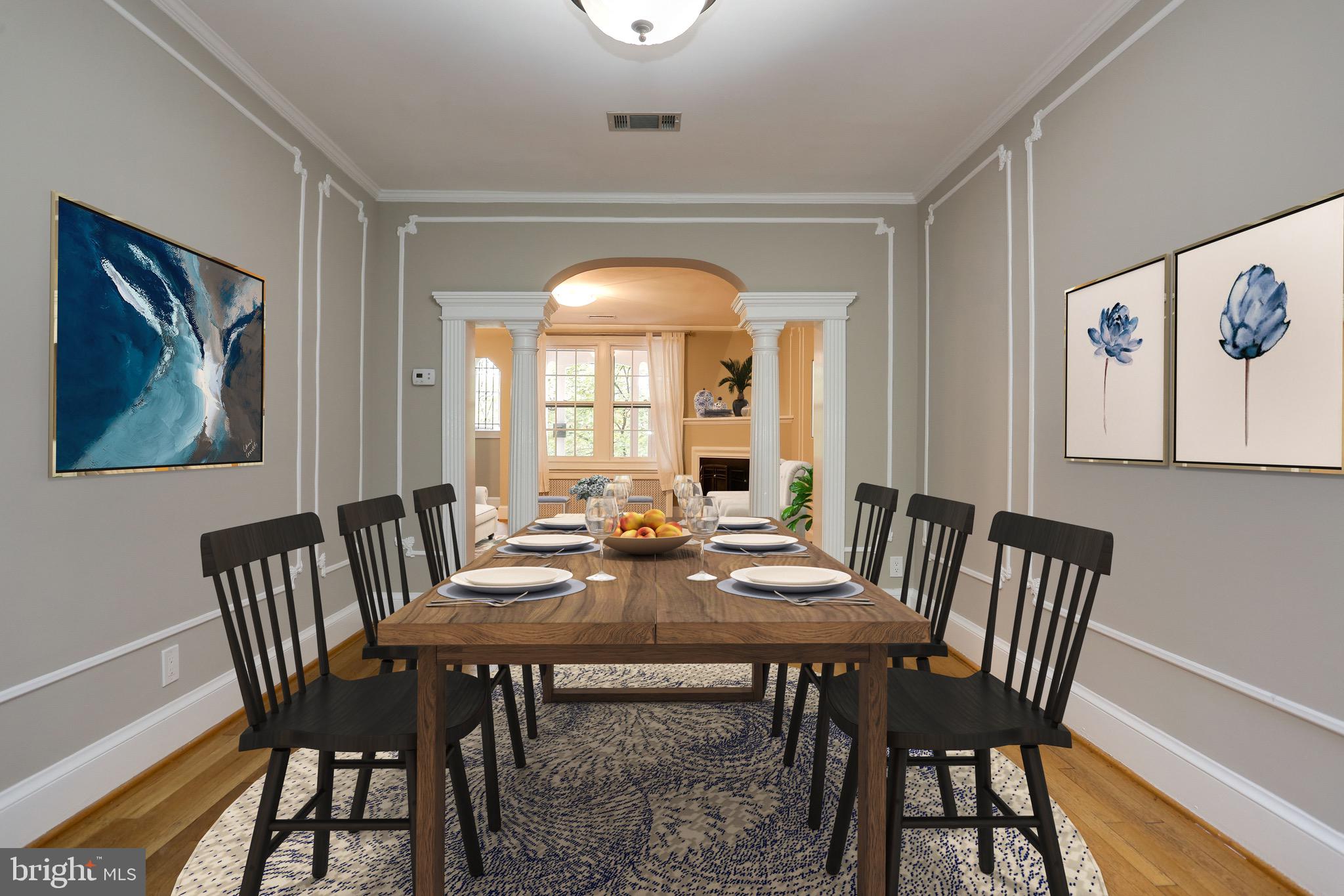 3147 Adams Mill Road Northwest Washington, DC 20010 - Photo 3 of 36 Large dining room with original trim moldings