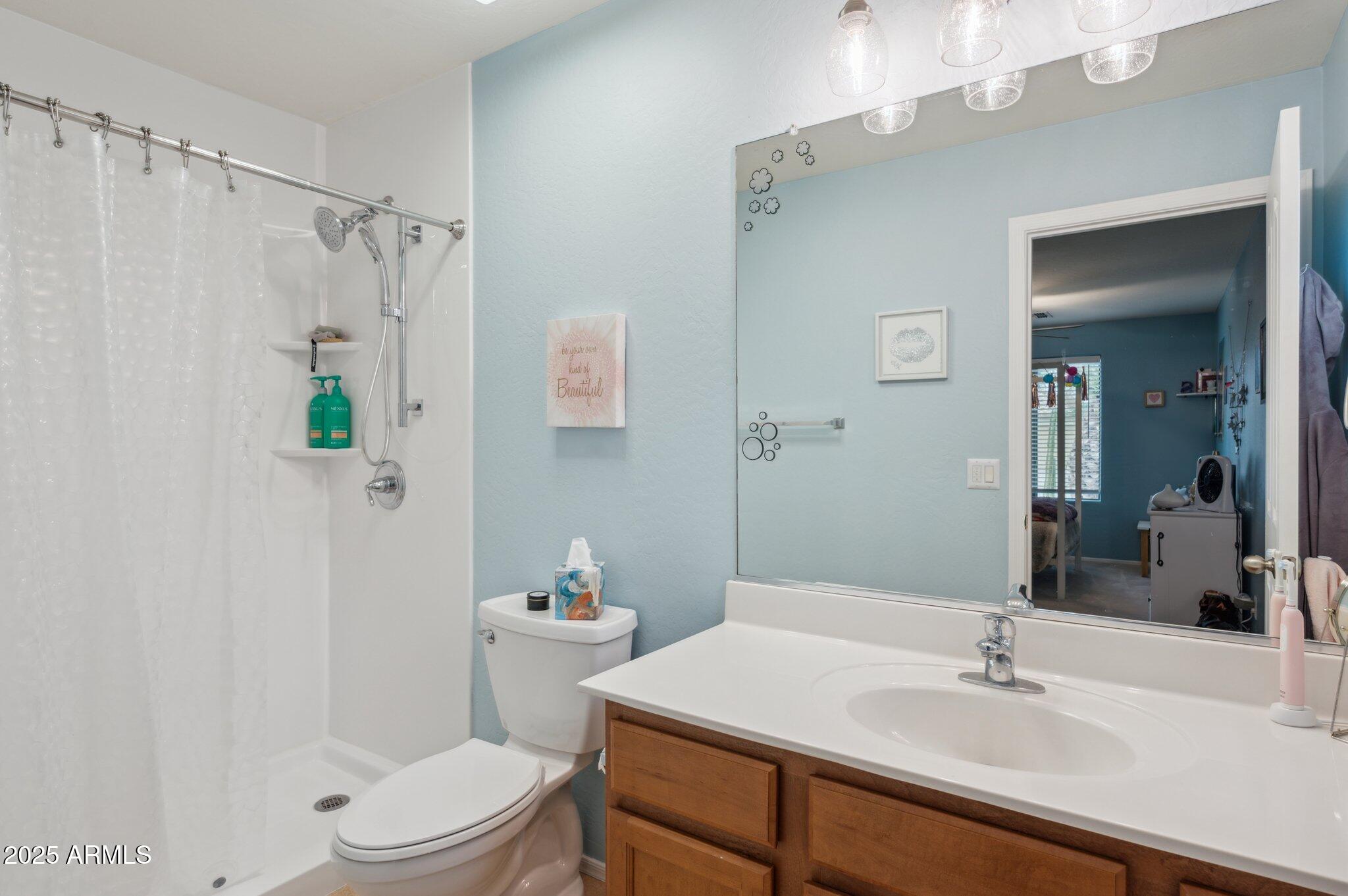 411 West Gascon Road San Tan Valley, AZ 85143 - Photo 19 of 30 a bathroom with a sink a toilet and shower