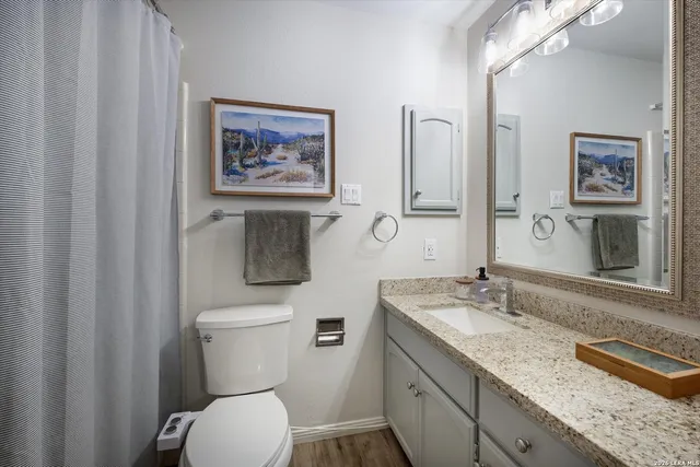 a bathroom with a toilet a sink and mirror