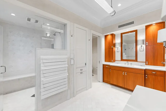 a view of room with cabinets