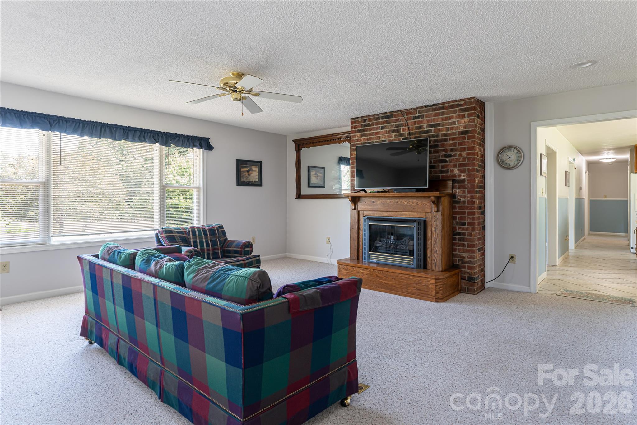 2800 Coxe Road Tryon, NC 28782 - Photo 10 of 40 a living room with furniture a flat screen tv and a fireplace