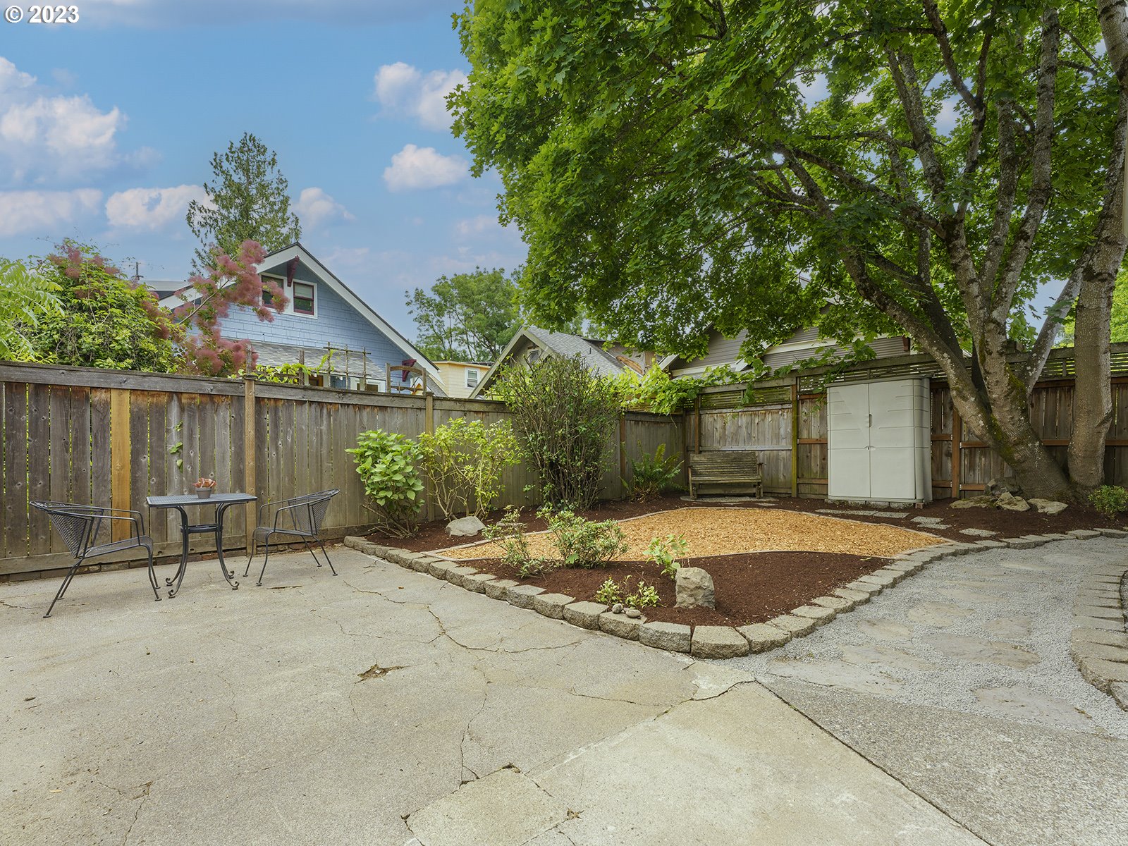 1920 Southeast 47th Avenue Portland, OR 97215 - Photo 34 of 40 a backyard of a house with table and chairs