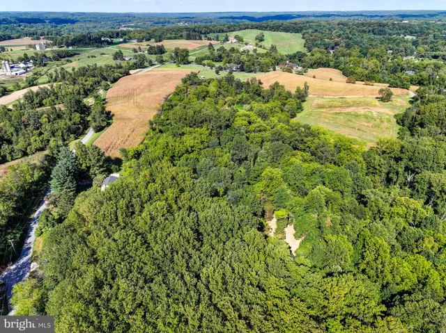 an aerial view of a houses with a yard