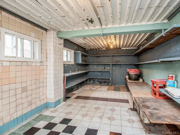 a room with storage and furniture