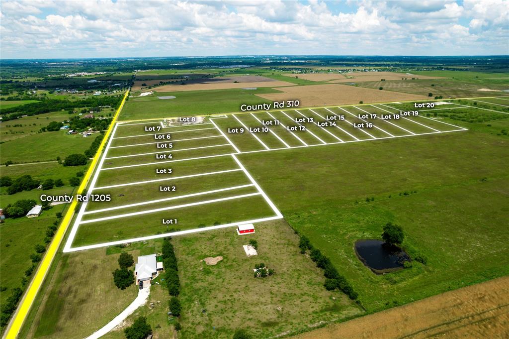 Aerial overview of property's location with property parcel outlined