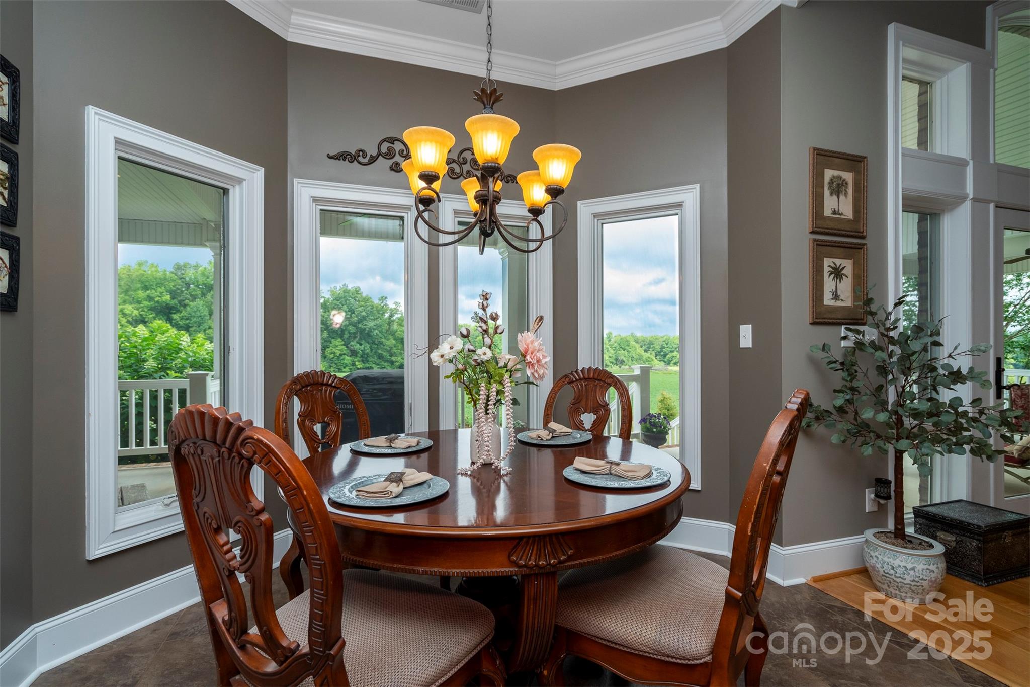 8340 Highway 801 Mount Ulla, NC 28125 - Photo 26 of 47 a dining room with furniture potted plants and wooden floor