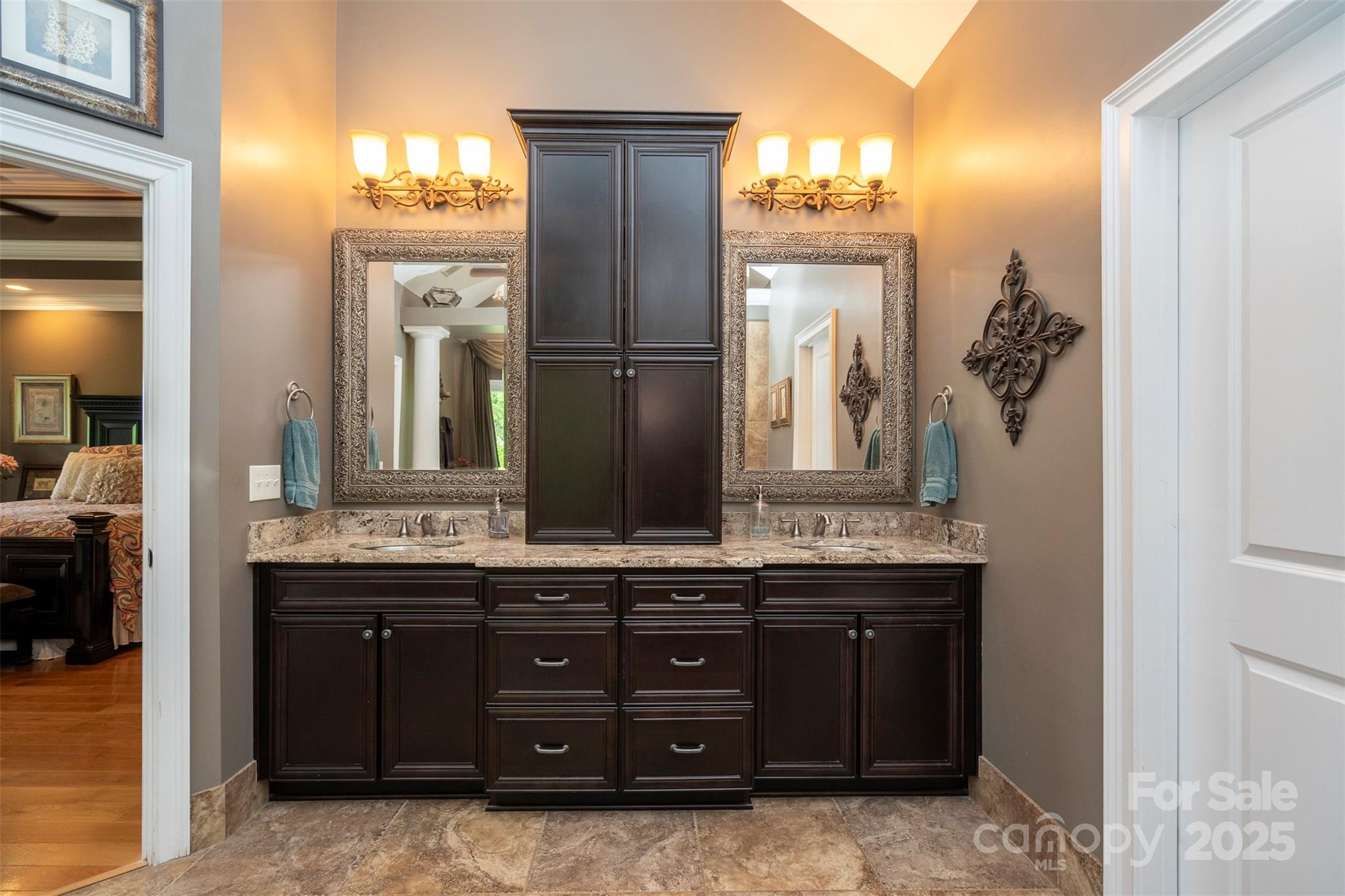 8340 Highway 801 Mount Ulla, NC 28125 - Photo 36 of 47 a bathroom with a granite countertop sink and a mirror