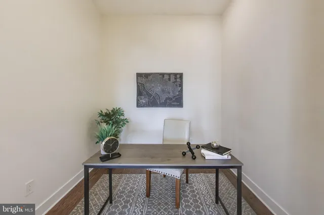 a view of a workspace with a potted plant