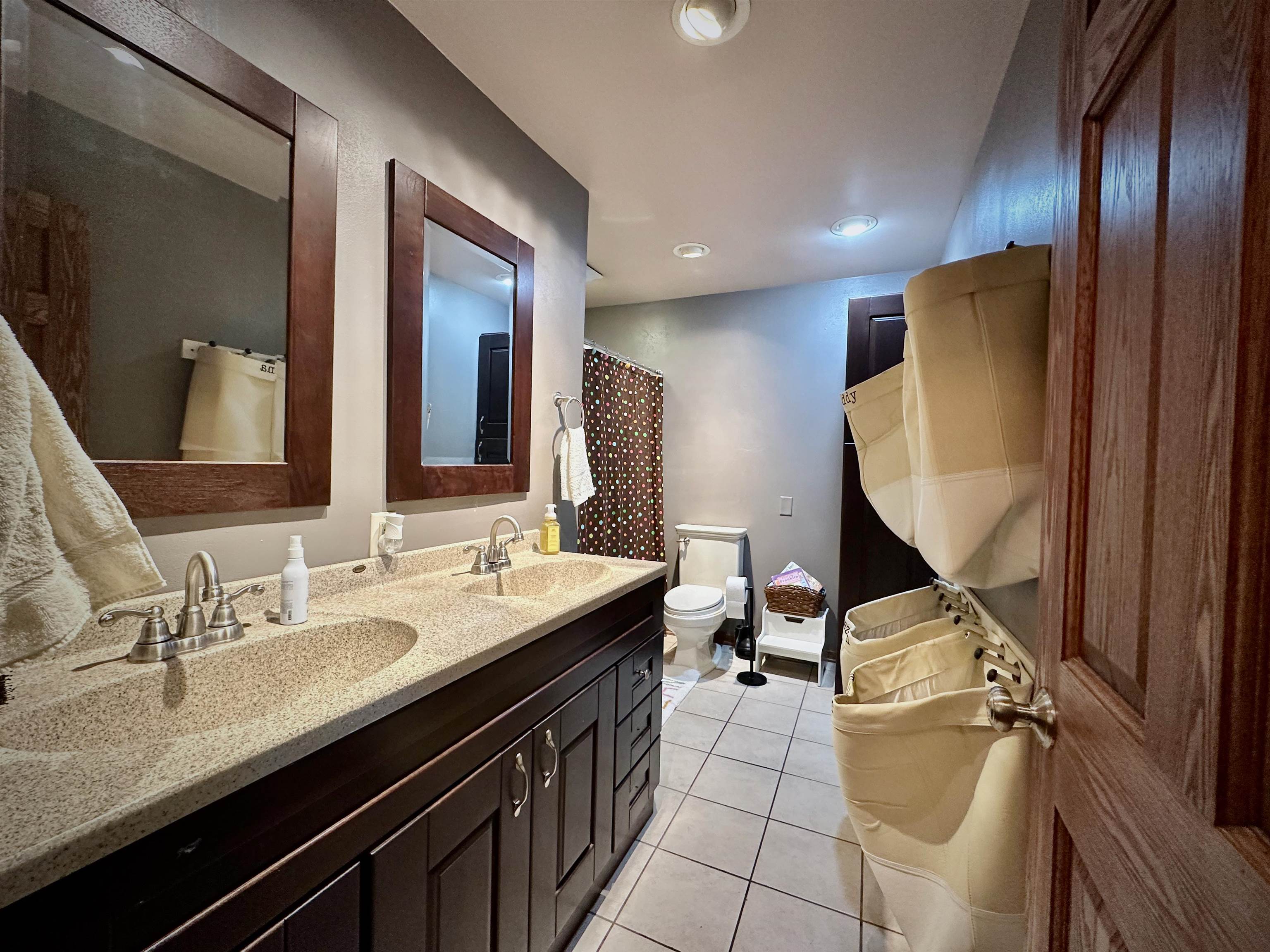 7356 Kishwaukee Road Rockford, IL 61109 - Photo 33 of 71 a bathroom with a double vanity sink and a mirror