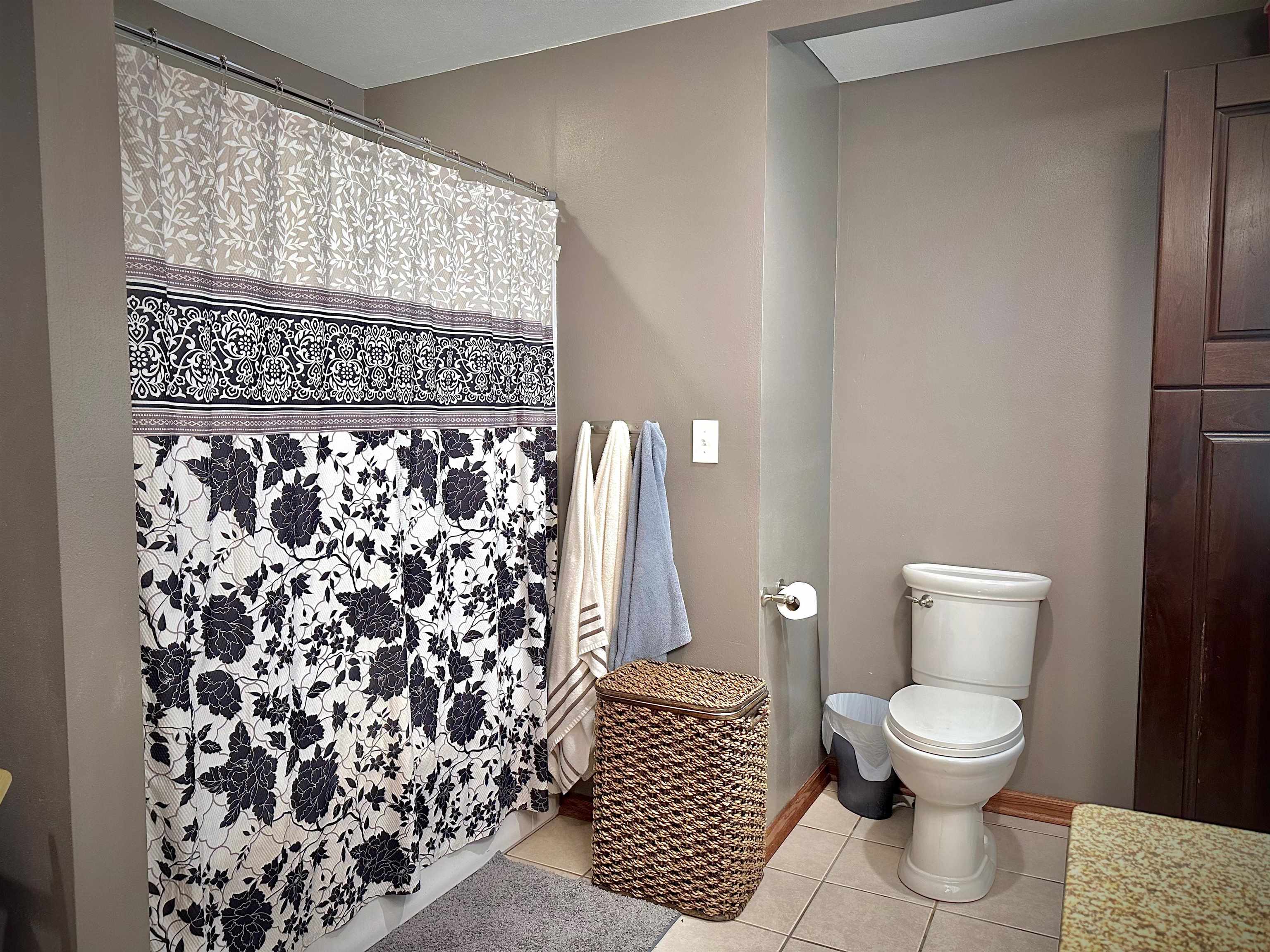 7356 Kishwaukee Road Rockford, IL 61109 - Photo 50 of 71 a bathroom with a toilet and a shower curtain