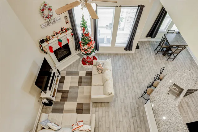wooden floor with musical instruments