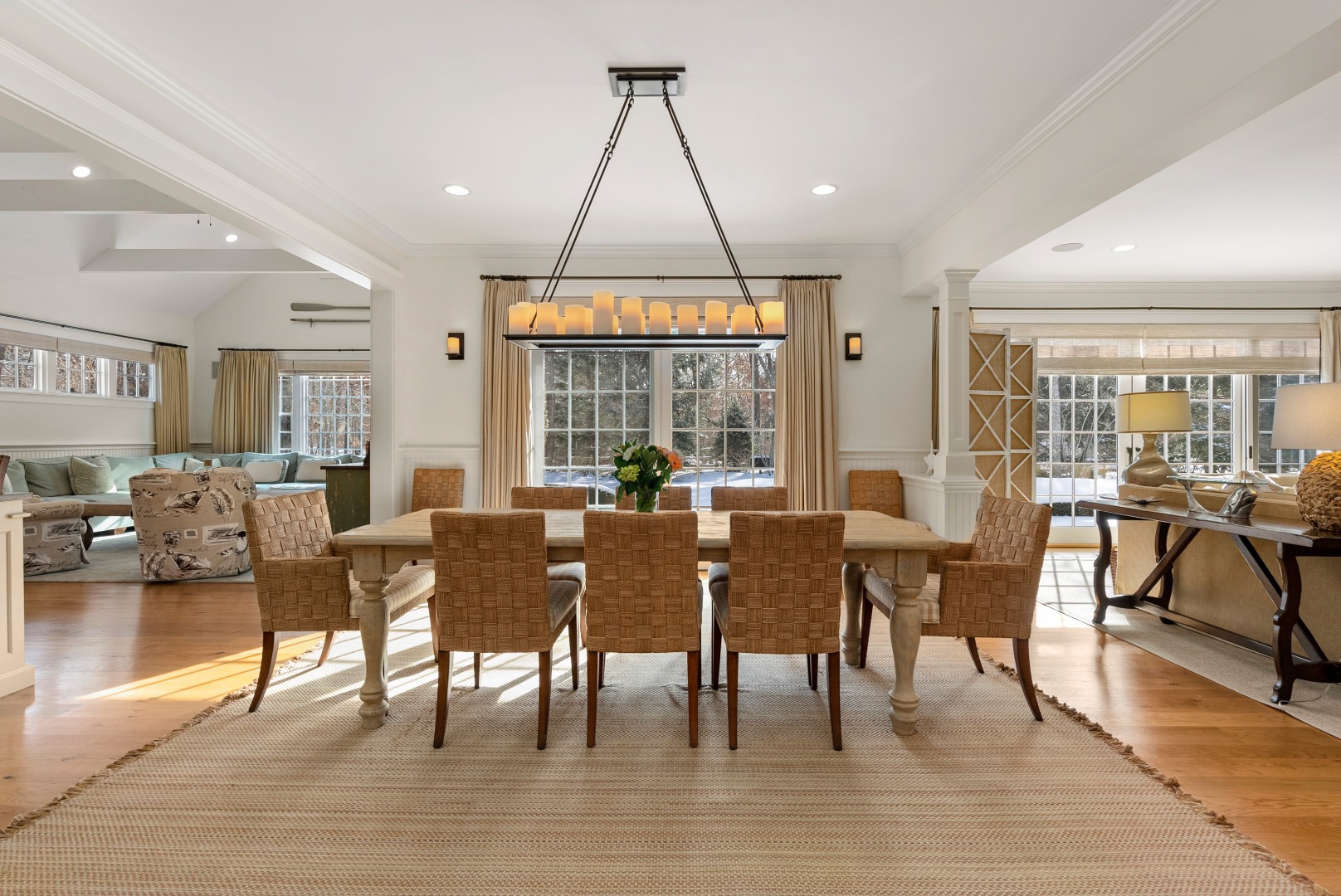 243 Katama Road Edgartown, MA 02539 - Photo 11 of 42 a view of a dining room with furniture window and wooden floor