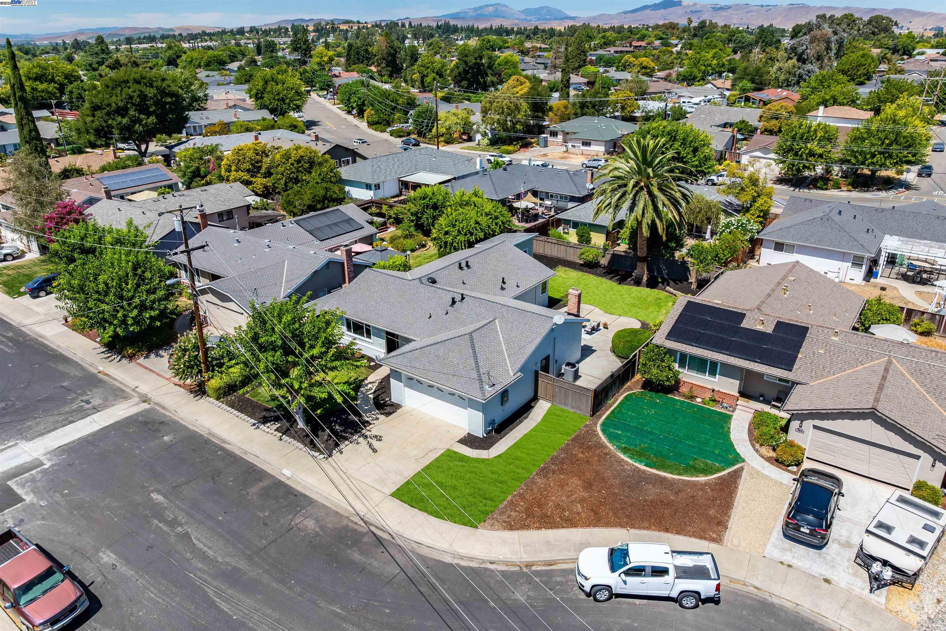 736 Adams Avenue Livermore, CA 94550 - Photo 51 of 52 an aerial view of a house with garden space and street view