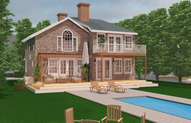 a front view of a house with yard and green space