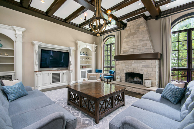 1746 West Surf Street Chicago, IL 60657 - Photo 9 of 37 a living room with furniture a flat screen tv and a fireplace