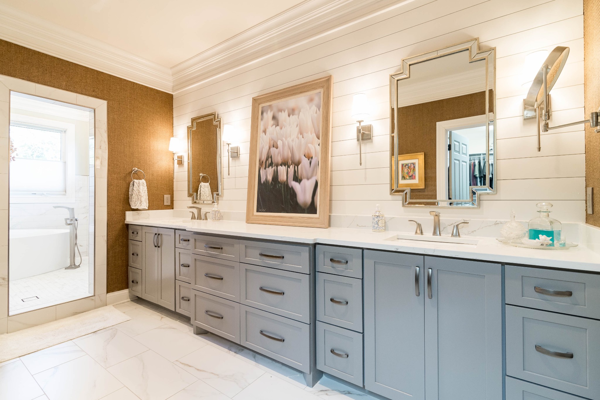 4122 Sneed Road Nashville, TN 37215 - Photo 8 of 16 a bathroom with a granite countertop sink mirror and double