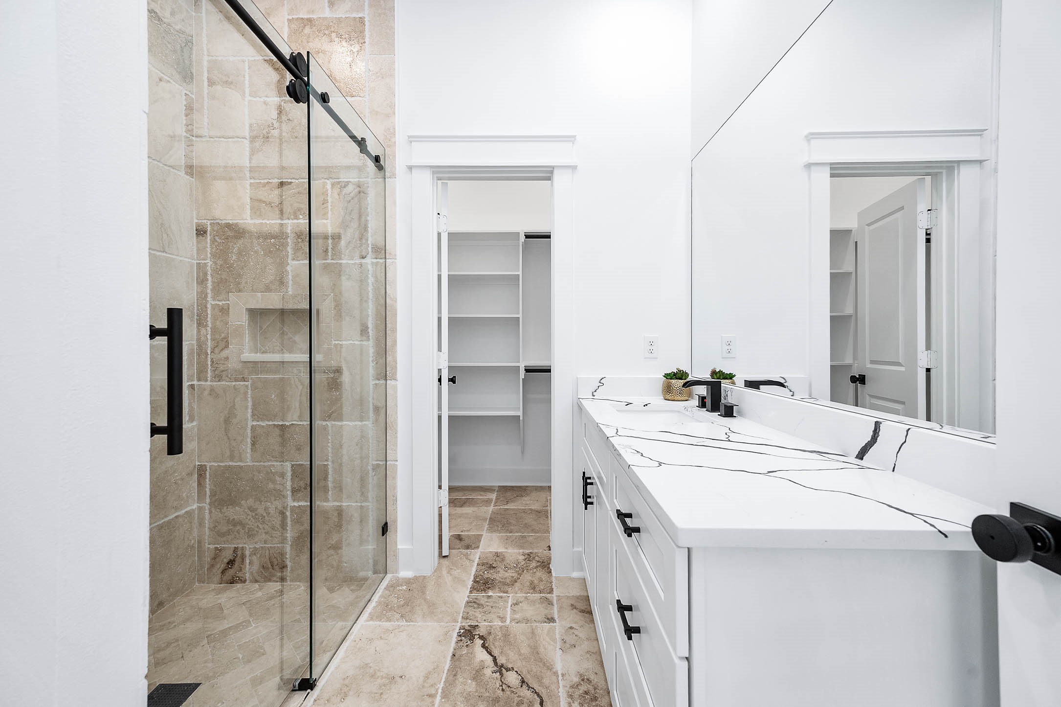 14120 Fm1236 Road Needville, TX 77461 - Photo 22 of 34 a bathroom with a double vanity sink mirror and shower
