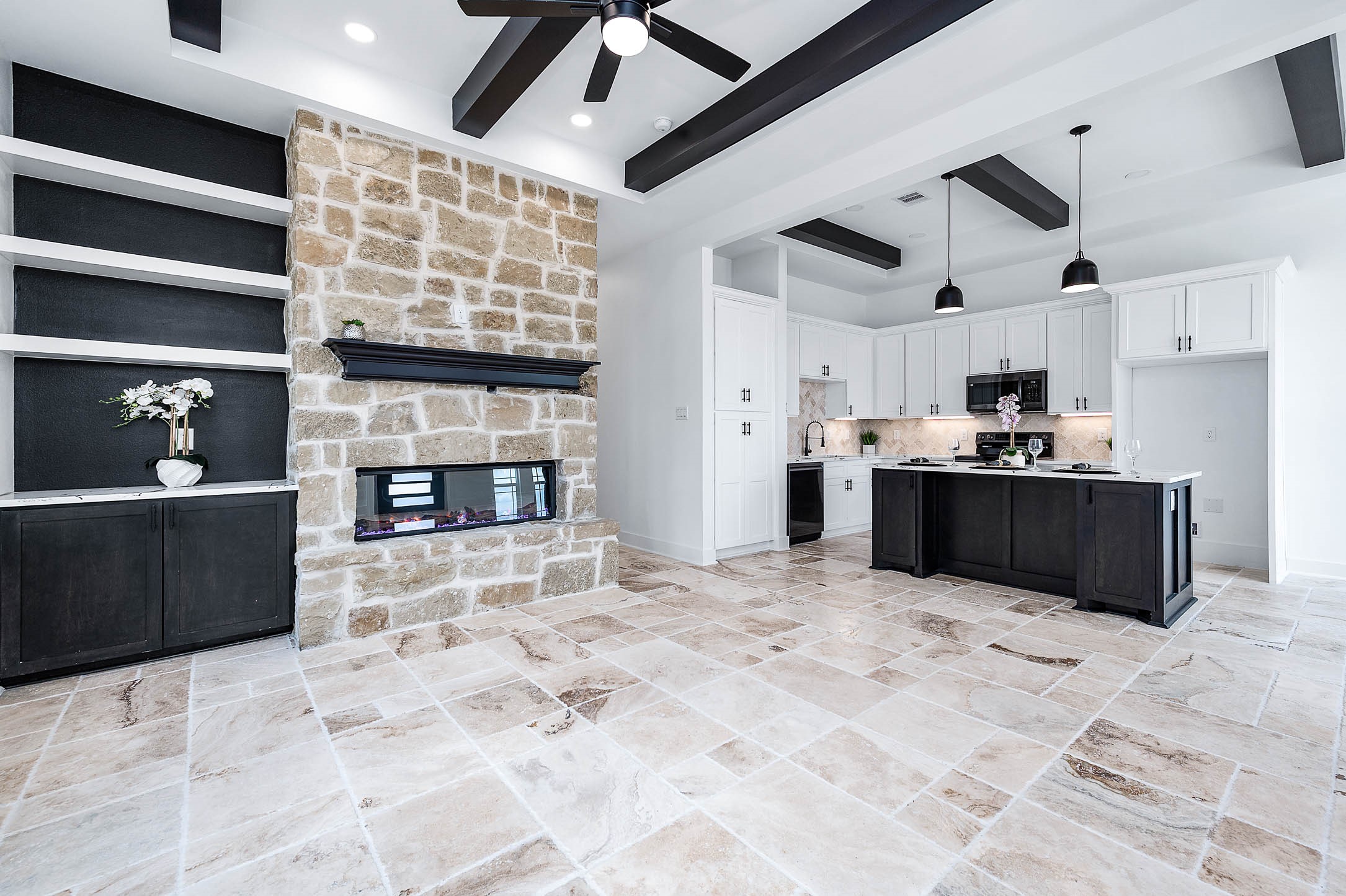 14120 Fm1236 Road Needville, TX 77461 - Photo 10 of 34 a kitchen with kitchen island granite countertop a sink cabinets and stainless steel appliances
