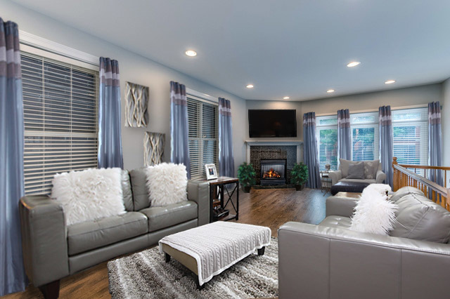 1345 West Fillmore Street, Unit 1 Chicago, IL 60607 - Photo 25 of 26 a living room with furniture fireplace and a flat screen tv