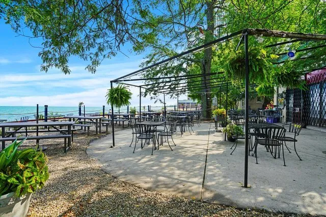 a view of outdoor space with seating