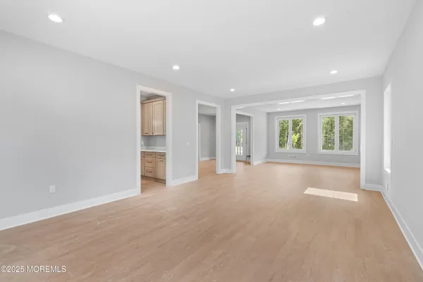 an aerial view of a house with a garden