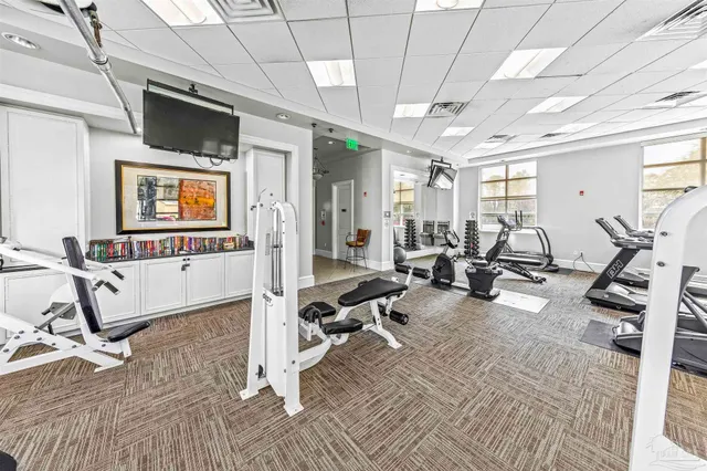 a view of a room with gym equipment