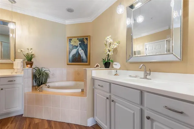 an aerial view of a house with outdoor space