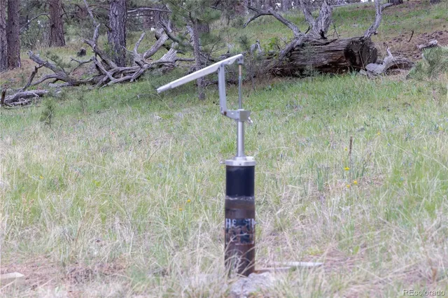 a view of a yard with mountain view