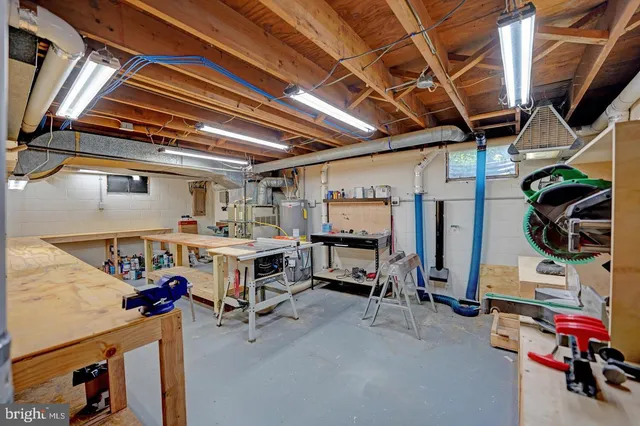 a view of a hallway with seating area