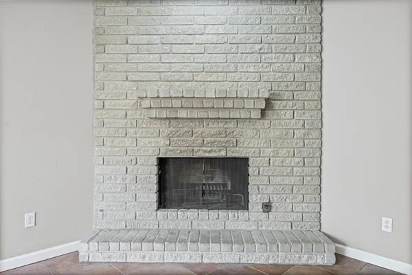 a room with a fireplace