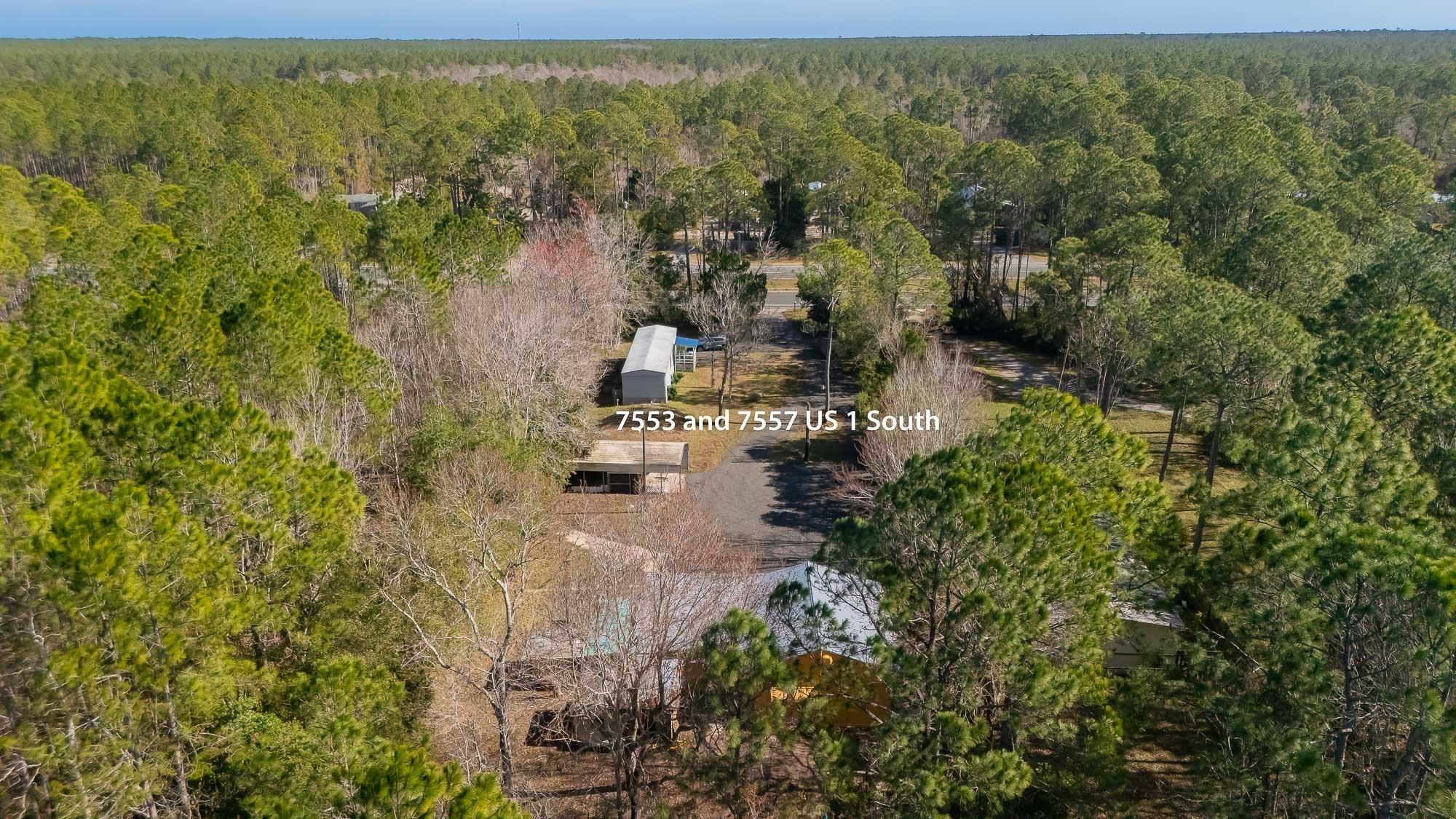 7557 Highway 1 St. Augustine, FL 32086 - Photo 34 of 60 an aerial view of residential house with outdoor space and trees all around