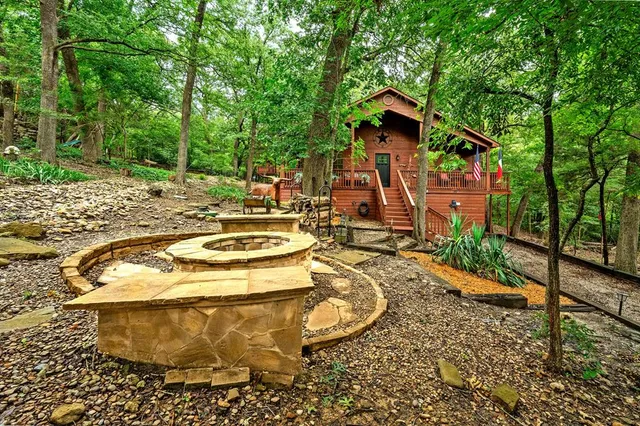 a view of a water fountain in the patio