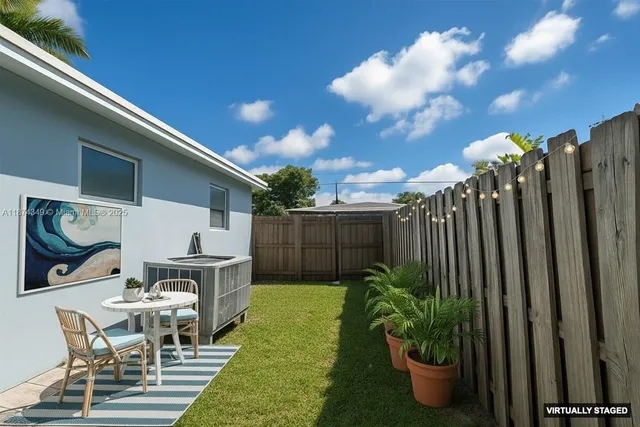 a view of an outdoor sitting space
