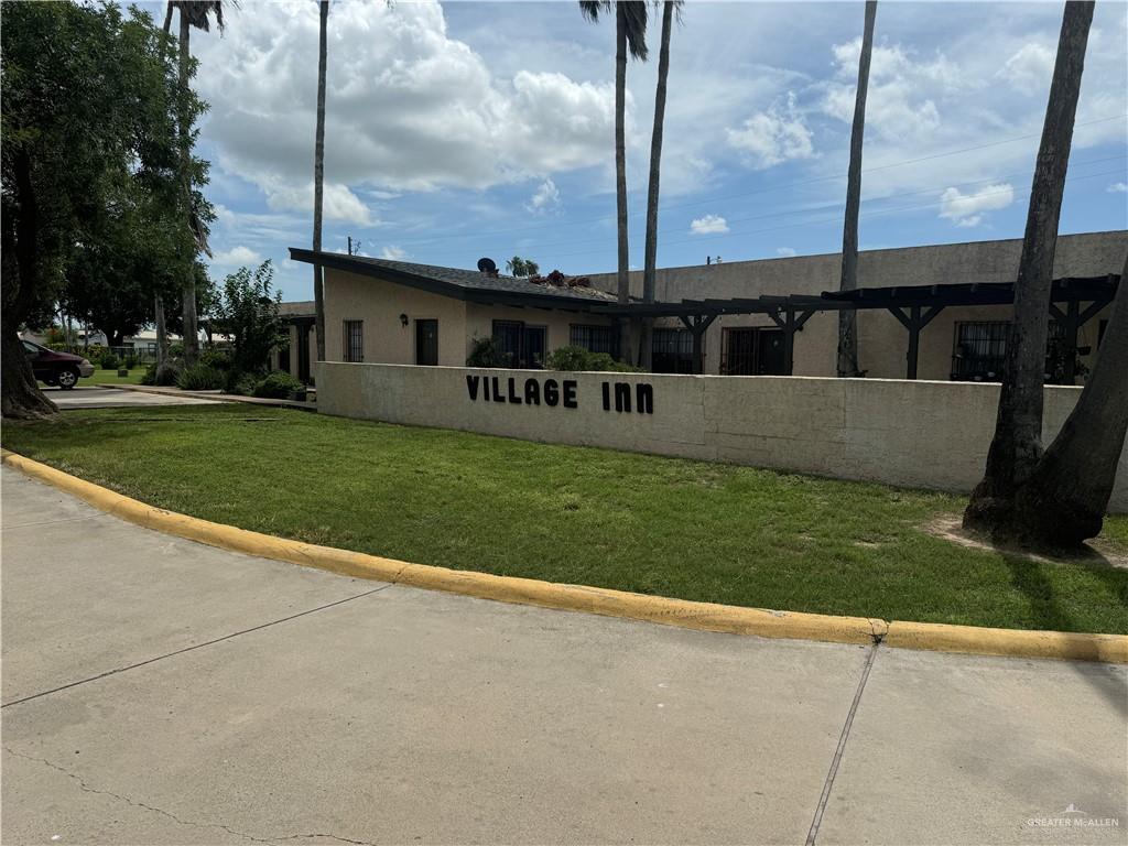 a view of a garden with a slide