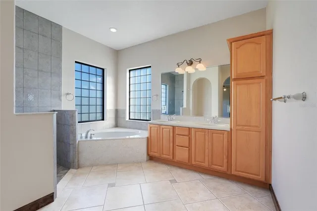 a view of a yard with an trees