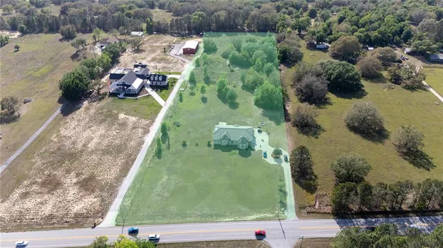 an aerial view of a house