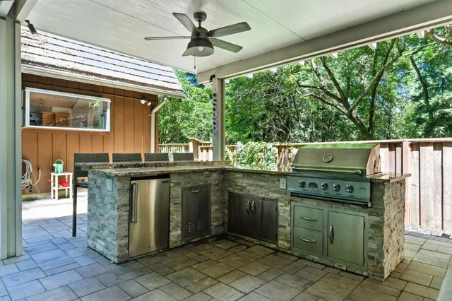a outdoor living space with furniture