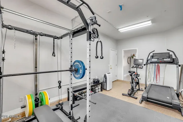 a view of a room with gym equipment