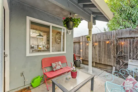 a outdoor living space with furniture